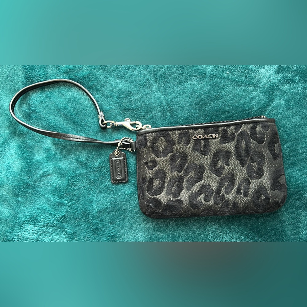 Coach Black Animal Print Wristlet